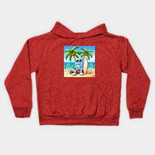 Surfer Robot Cartoon Kids Hoodie